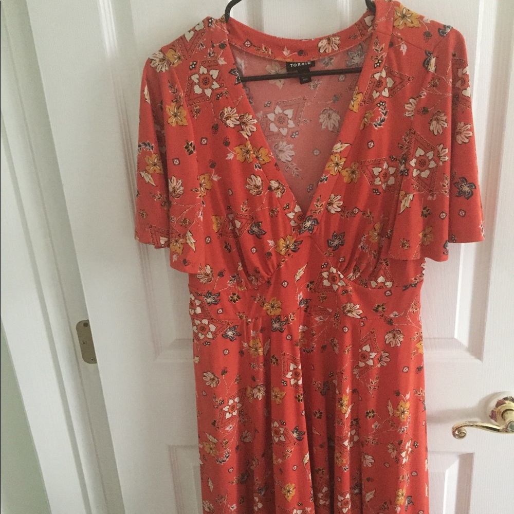 Orange v-neck dress